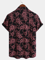 Camisa hawaiana de manga corta con estampado floral vintage para hombre