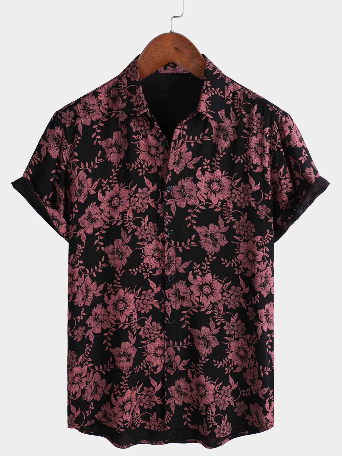 Camisa hawaiana de manga corta con estampado floral vintage para hombre