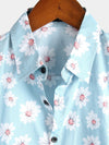 Camisa hawaiana de algodón de manga corta con estampado floral de margaritas para hombre