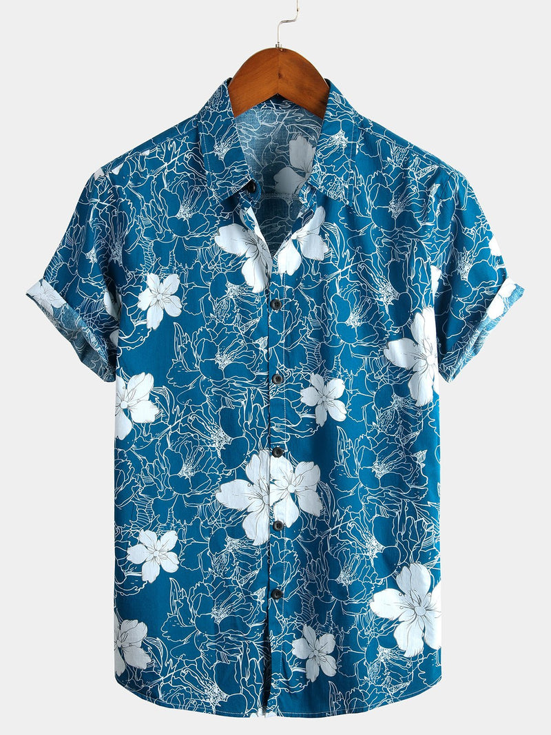 Camisa de algodón con estampado floral para hombre