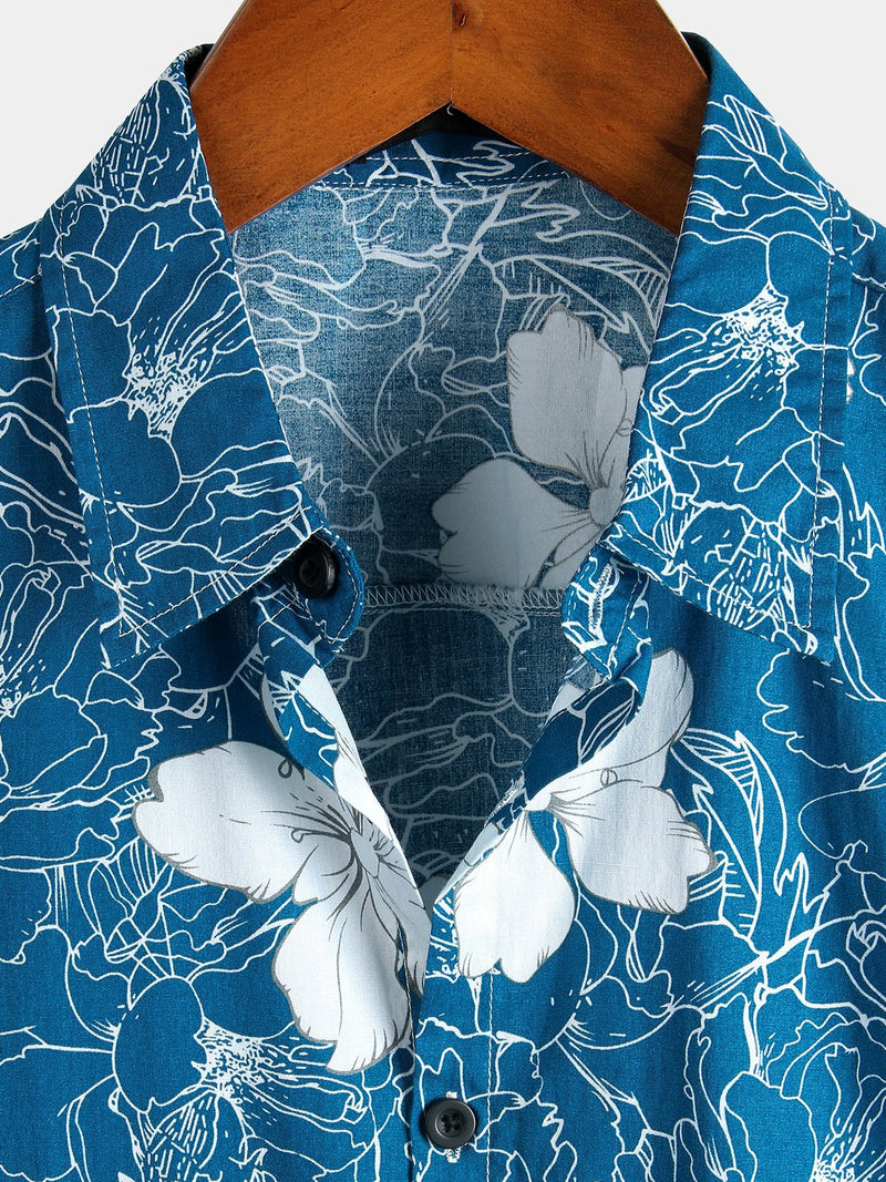 Camisa de algodón con estampado floral para hombre