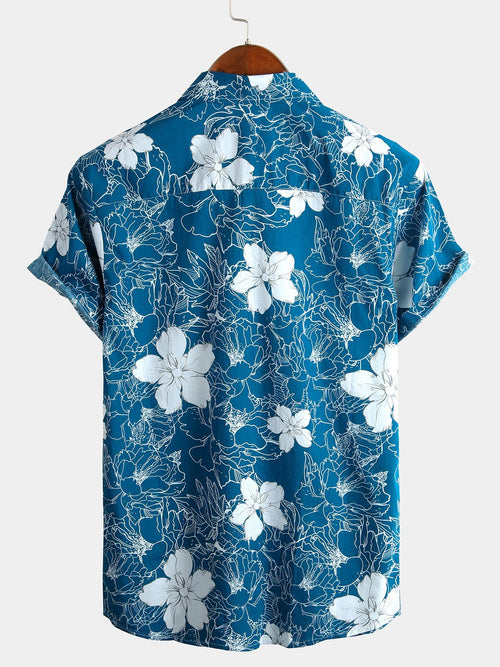 Camisa de algodón con estampado floral para hombre