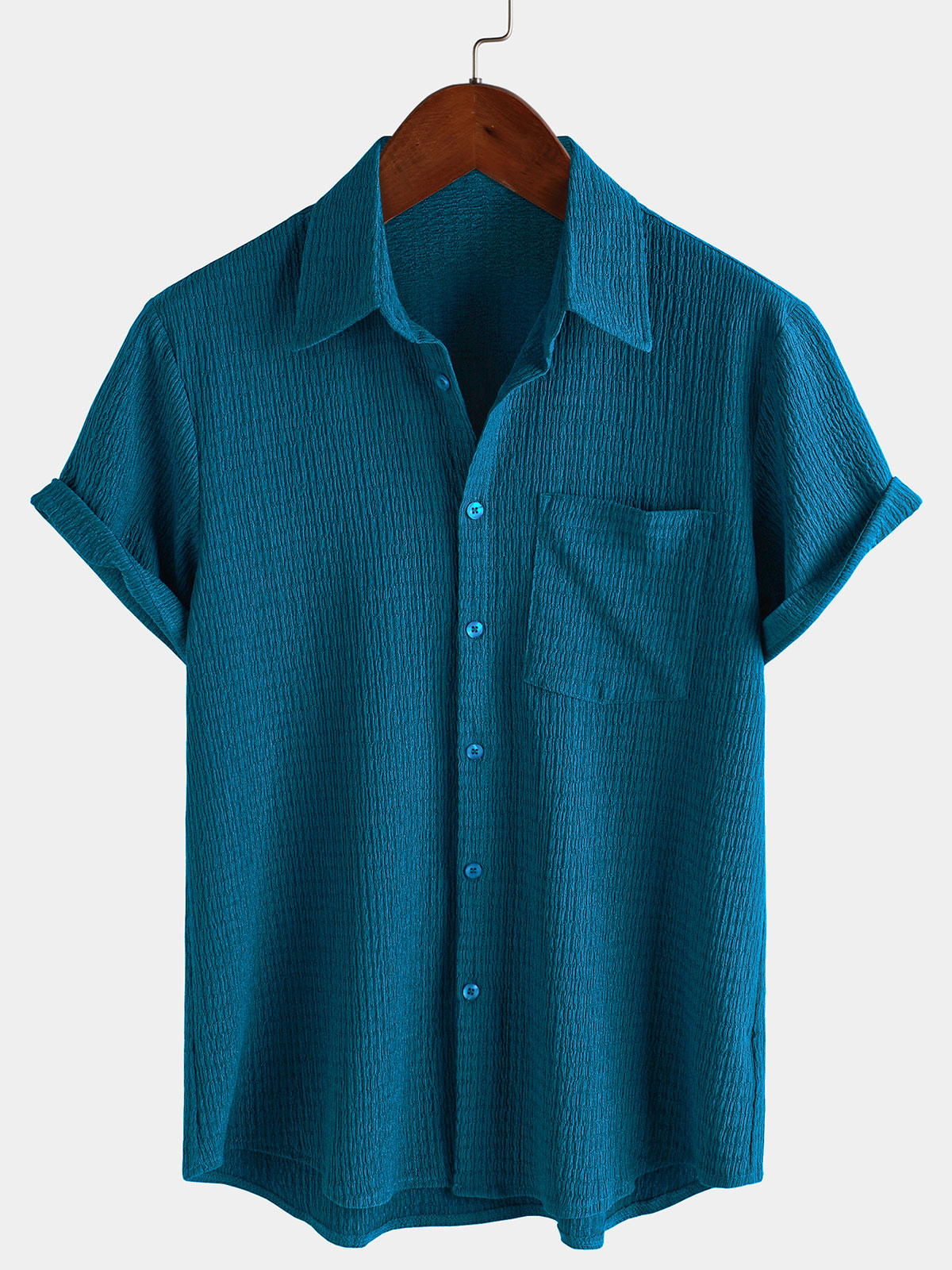 Camisa informal de manga corta con bolsillo de verano para hombre
