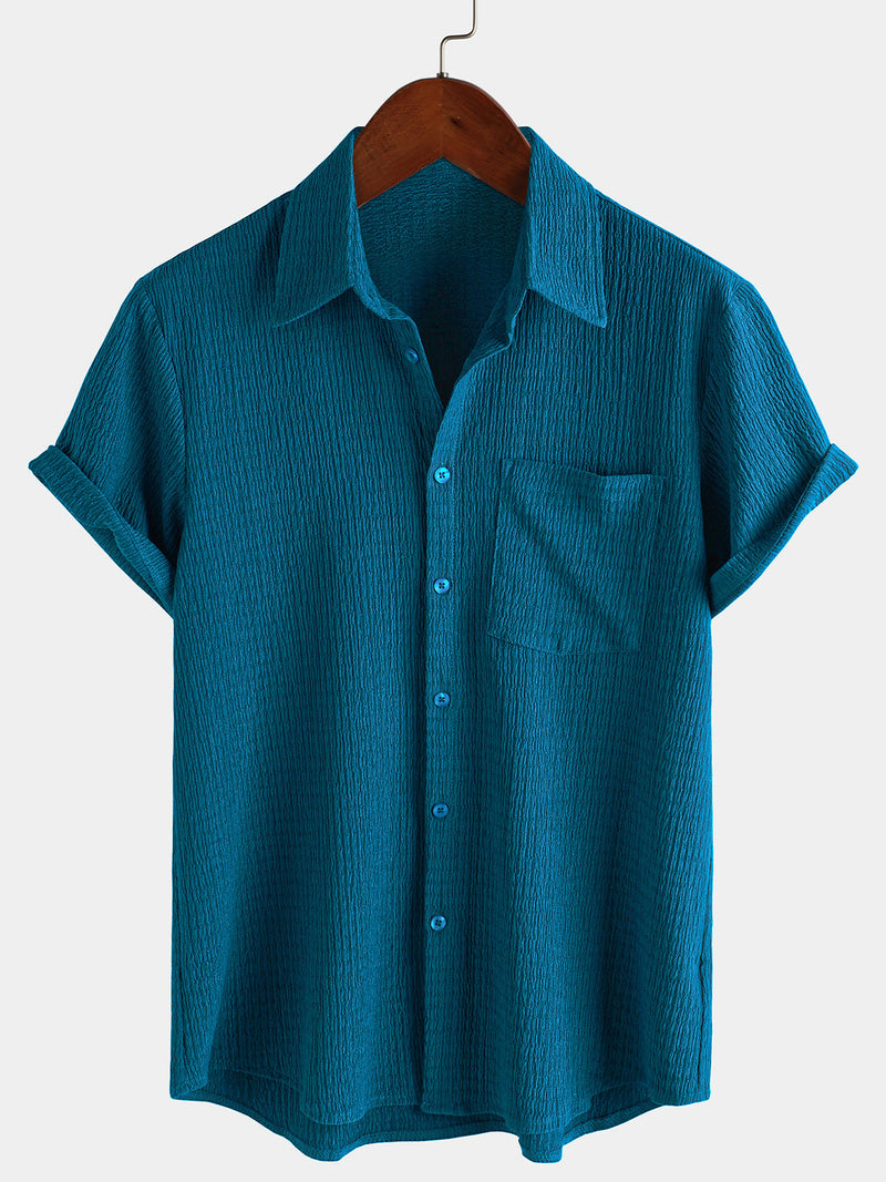 Camisa informal de manga corta con bolsillo de verano para hombre
