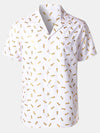 Camisa de manga corta con cuello cubano y estampado de piña para hombre