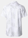 Camisa de manga corta con cuello cubano y hojas tropicales para hombre