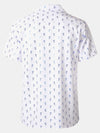 Camisa de manga corta con cuello cubano y estampado de piña azul para hombre