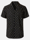 Camisa de manga corta con cuello cubano y palmera dorada para hombre