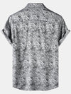 Camisa de manga corta de satén de seda jacquard con estampado floral para hombre