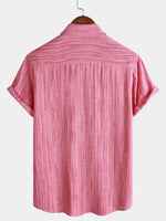 Camisa de manga corta transpirable con bolsillo y rayas negras para hombre