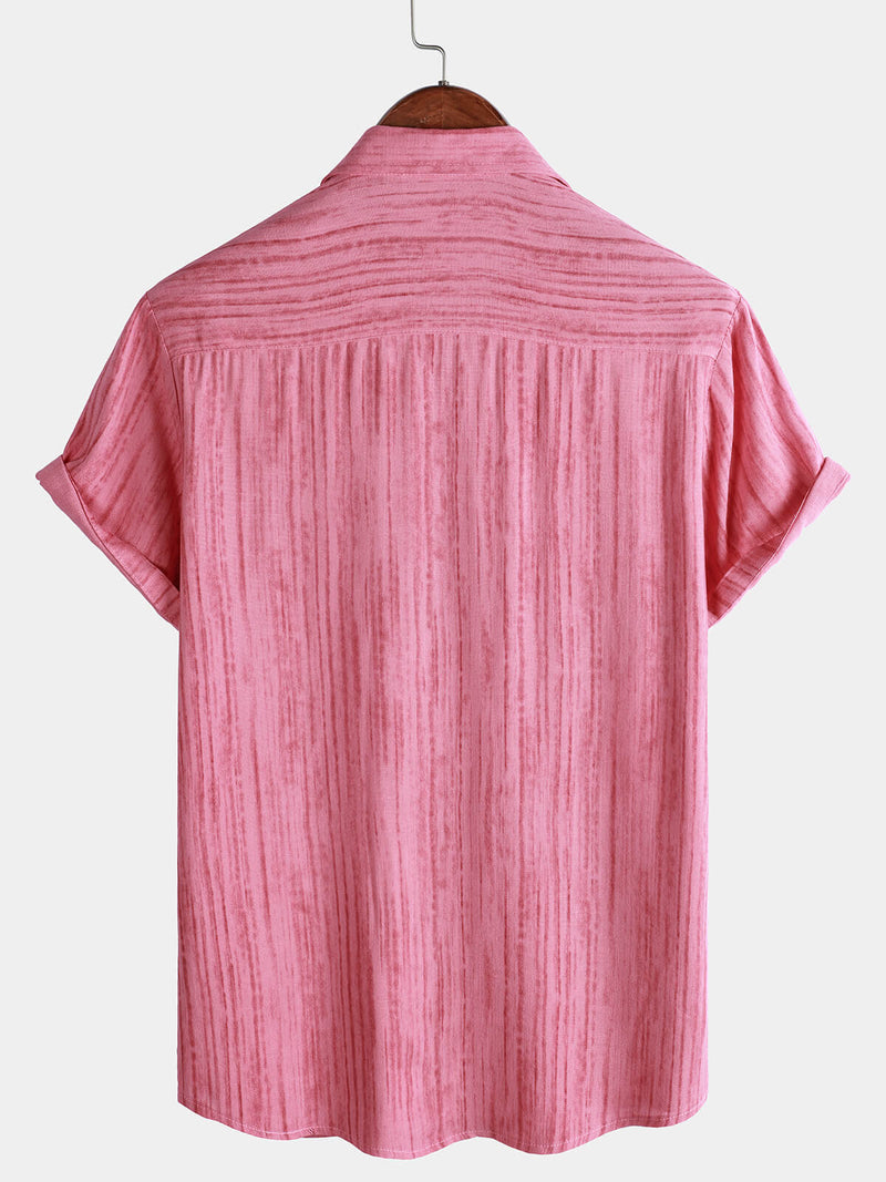 Camisa de manga corta transpirable con bolsillo y rayas negras para hombre