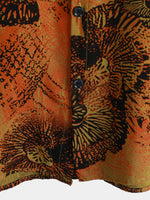 Camisa hawaiana de manga corta transpirable con estampado floral retro para hombre