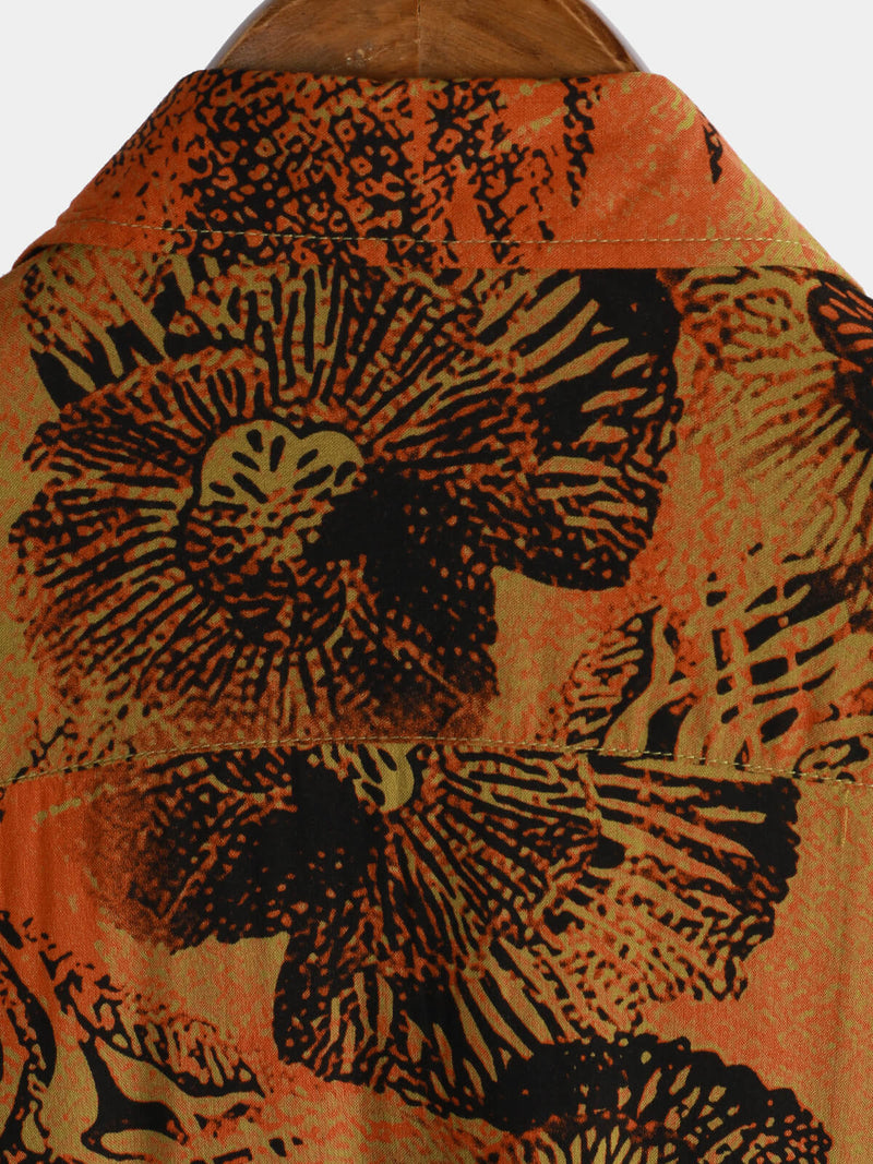 Camisa hawaiana de manga corta transpirable con estampado floral retro para hombre