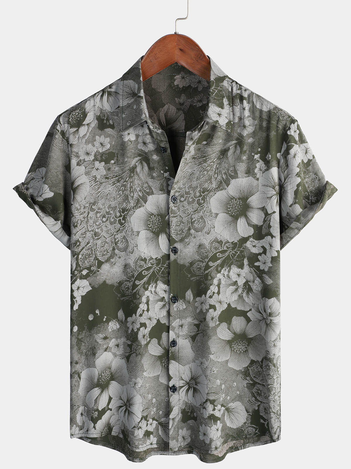Men's Retro Green Breathable Hawaiian Holiday Short Sleeve Shirt
