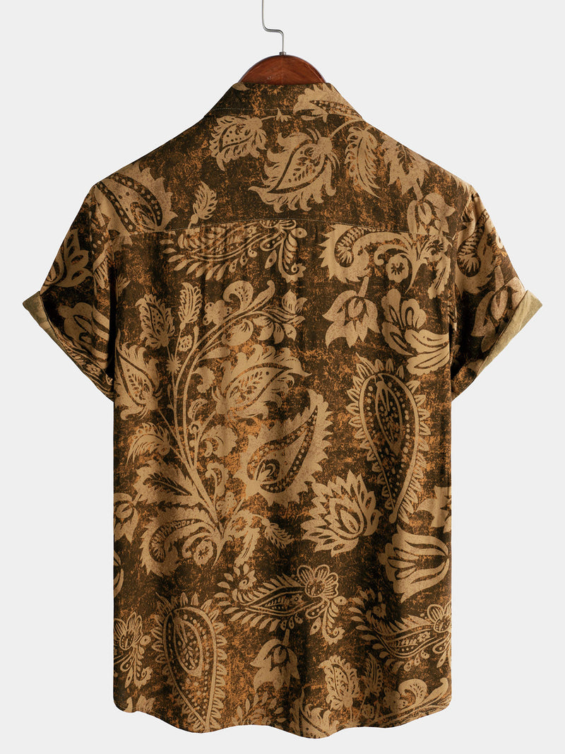 Camisa hawaiana de manga corta transpirable retro festiva para hombre