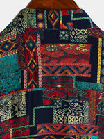 Camisa de manga corta transpirable retro festiva para hombre