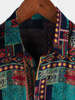 Camisa de manga corta transpirable retro festiva para hombre