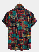 Camisa de manga corta transpirable retro festiva para hombre