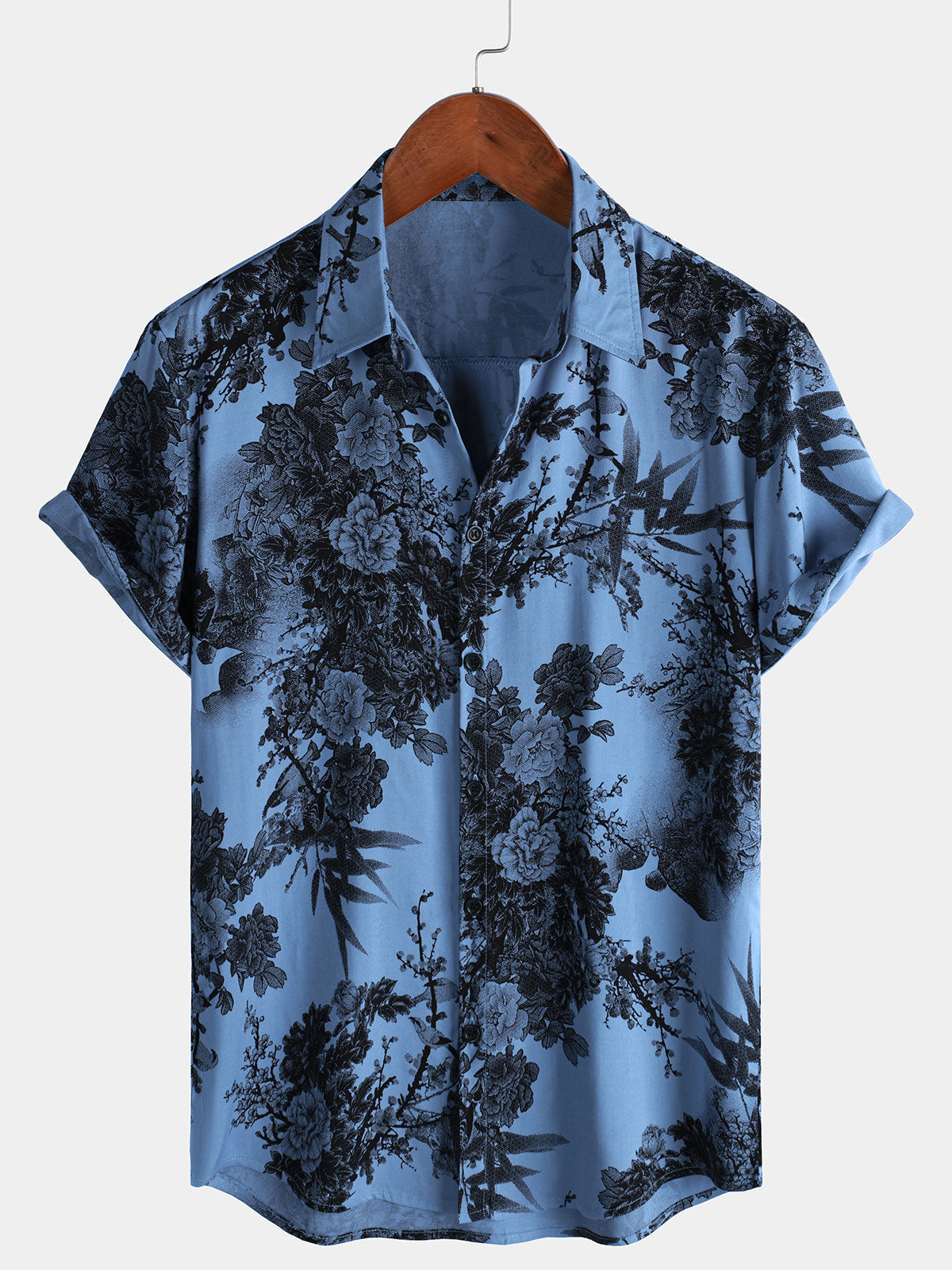 Camisa hawaiana de manga corta transpirable retro festiva para hombre