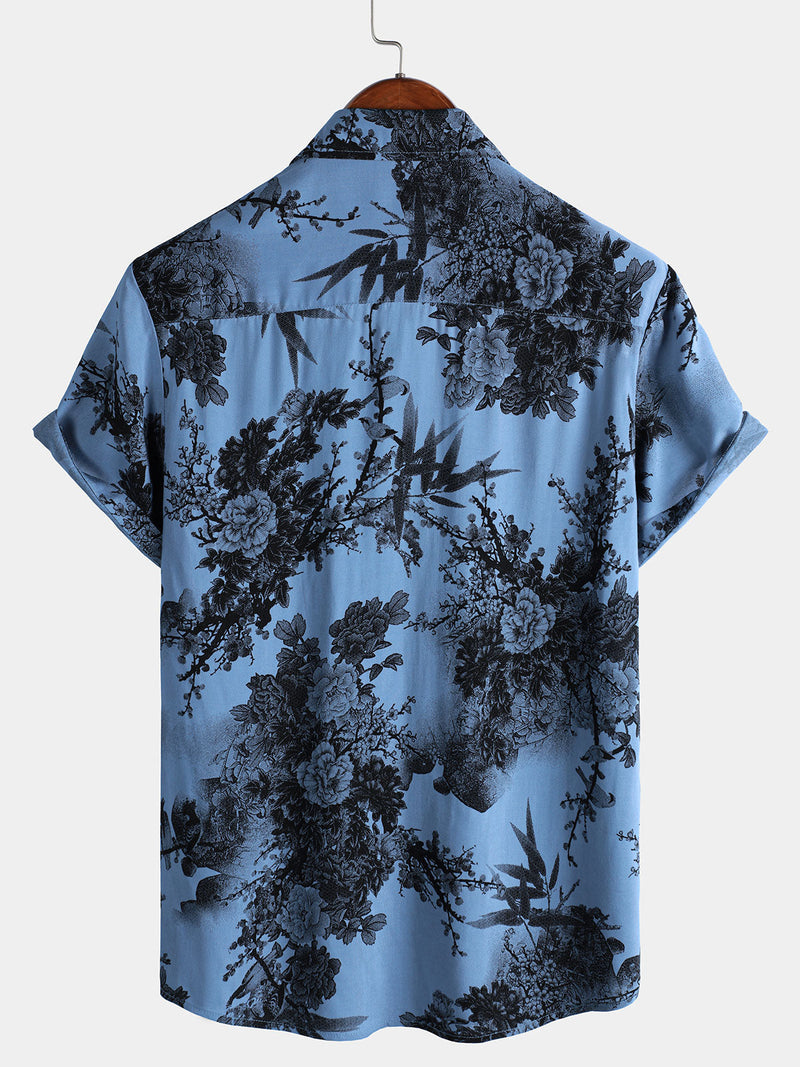 Camisa hawaiana de manga corta transpirable retro festiva para hombre