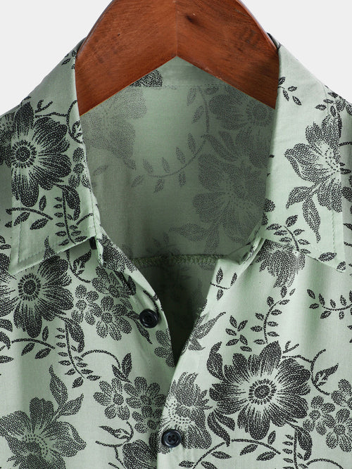 Camisa hawaiana de manga corta con estampado floral vintage para hombre