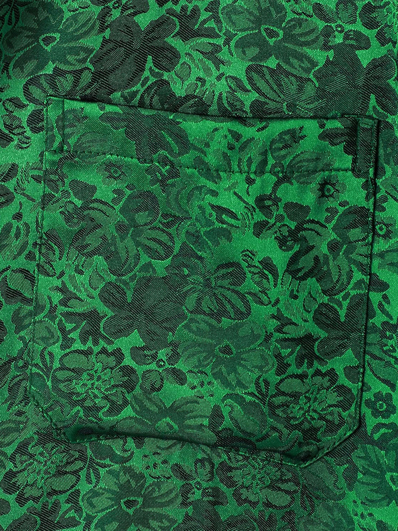 Camisa de manga corta de satén de seda jacquard con estampado floral para hombre