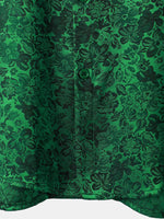 Camisa de manga corta de satén de seda jacquard con estampado floral para hombre