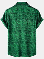 Camisa de manga corta de satén de seda jacquard con estampado floral para hombre