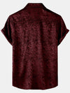 Camisa de manga corta de satén de seda jacquard con estampado floral para hombre