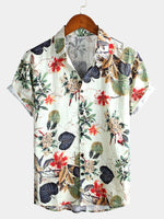 Camisa hawaiana tropical de algodón con estampado floral para hombre