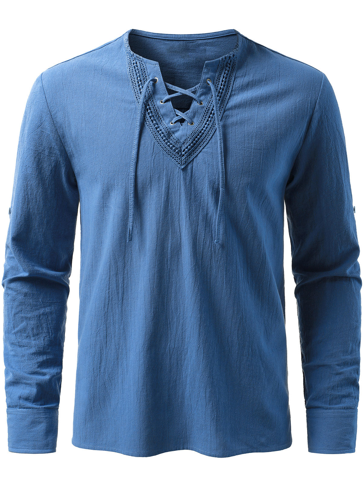 Men’s Pirate Viking Halloween Costume Gothic Steampunk Retro Long Sleeve Lace Up Shirts