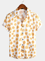 Camisa hawaiana de algodón con estampado floral tropical para hombre