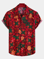 Camisa hawaiana de manga corta de algodón con estampado floral vintage para hombres ideal para el verano