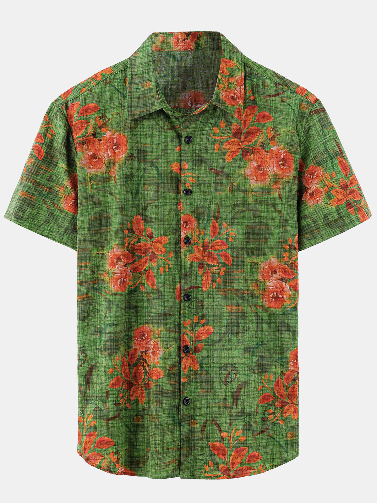 Camisa hawaiana informal de manga corta con estampado floral para hombre