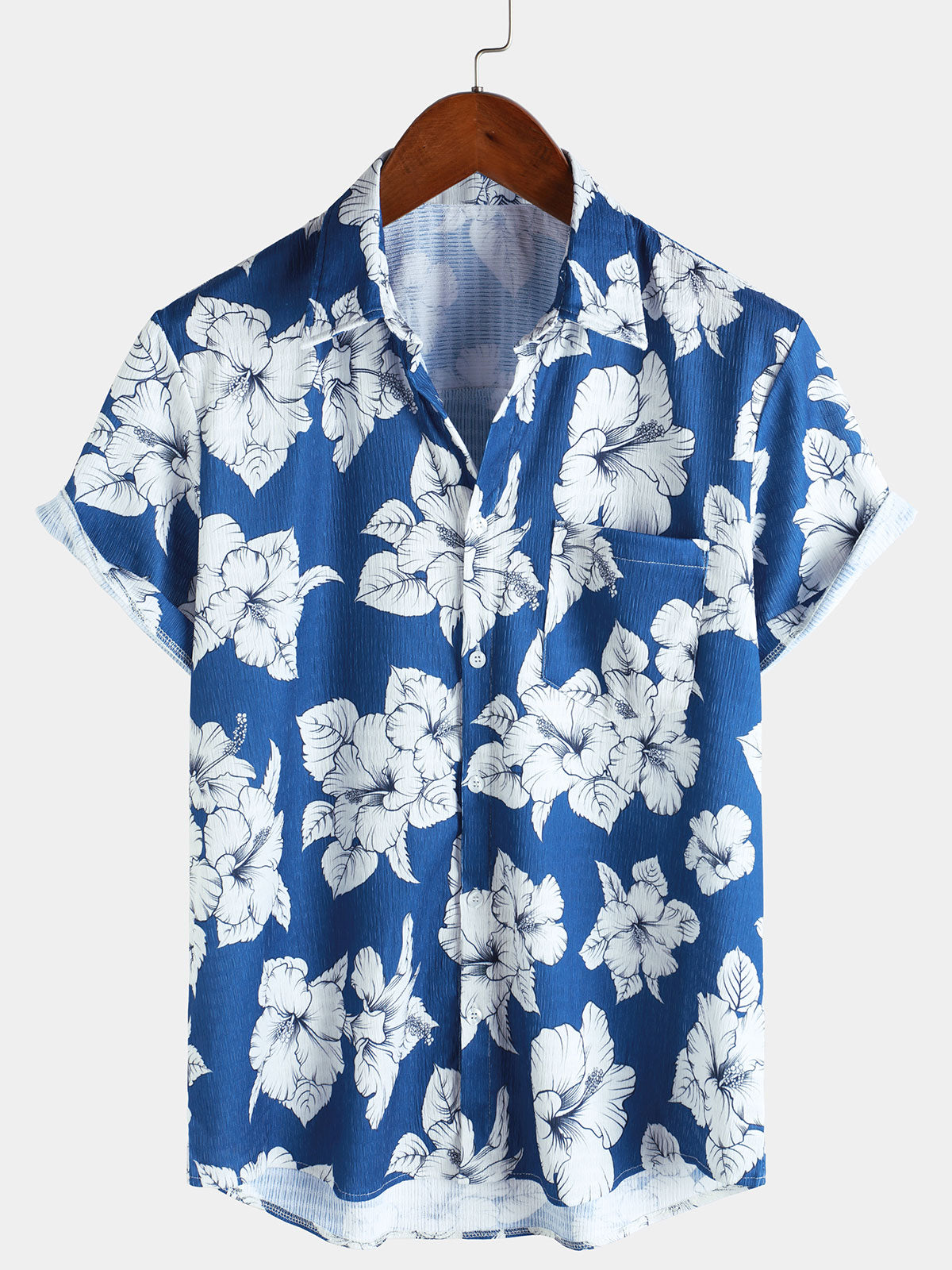 Camisa hawaiana de manga corta con estampado floral tropical para hombre