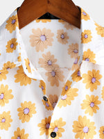 Camisa hawaiana de algodón con estampado floral tropical para hombre