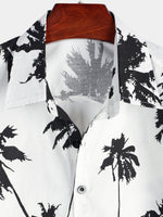 Camisa de algodón de manga corta con palmeras tropicales para hombre