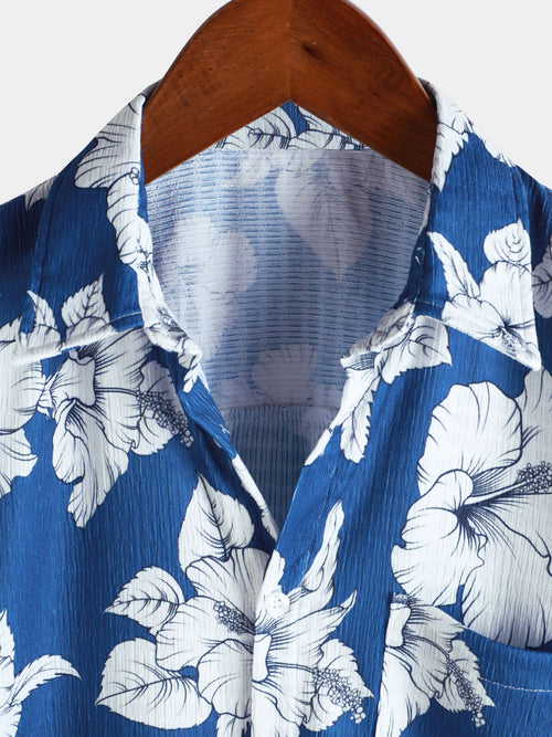 Camisa hawaiana de manga corta con estampado floral tropical para hombre
