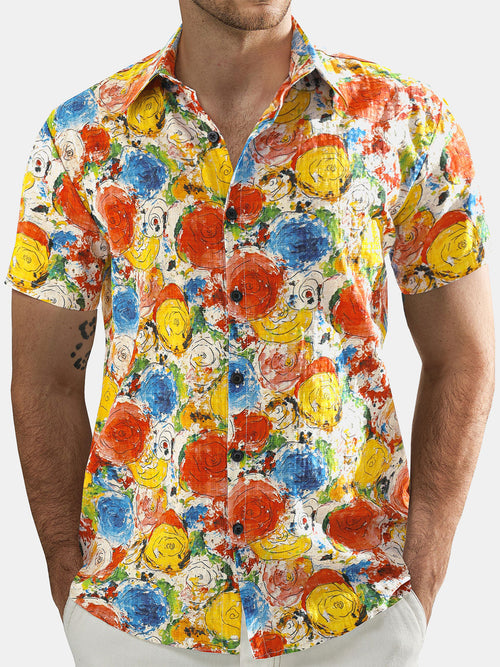 Camisa hawaiana informal de manga corta con estampado floral para hombre