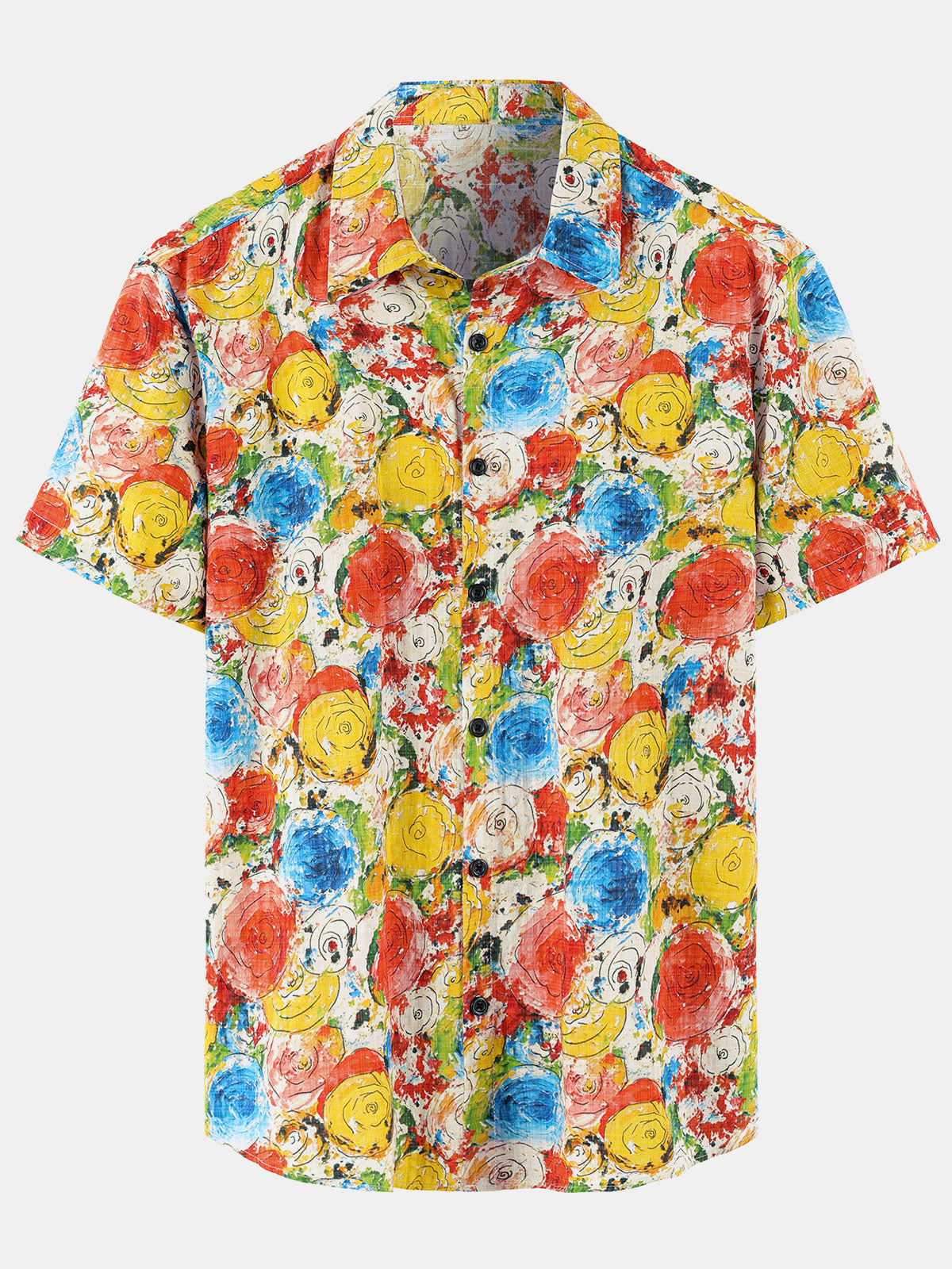 Camisa hawaiana informal de manga corta con estampado floral para hombre