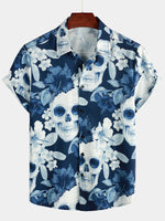 Camisa de hombre de manga corta con estampado de calaveras divertido