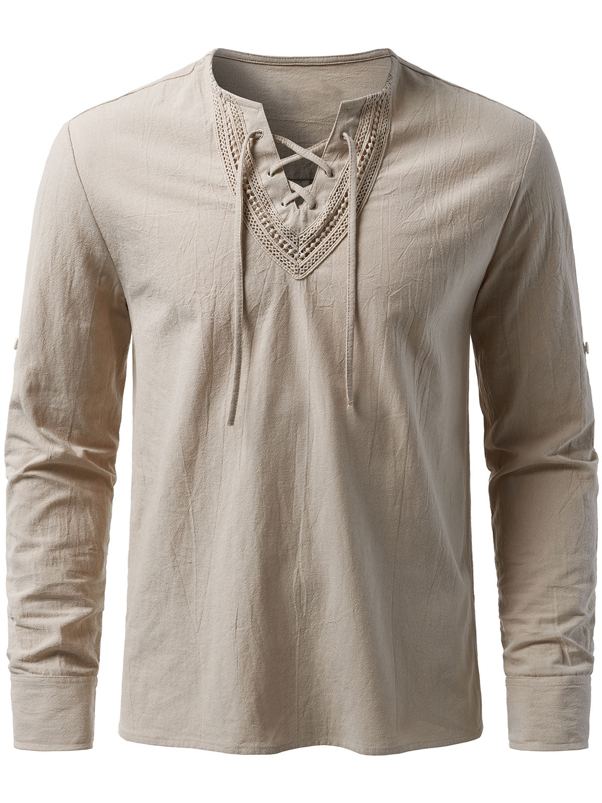 Men’s Pirate Viking Halloween Costume Gothic Steampunk Retro Long Sleeve Lace Up Shirts