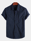 Camisa informal de manga corta con estampado azul marino para hombre