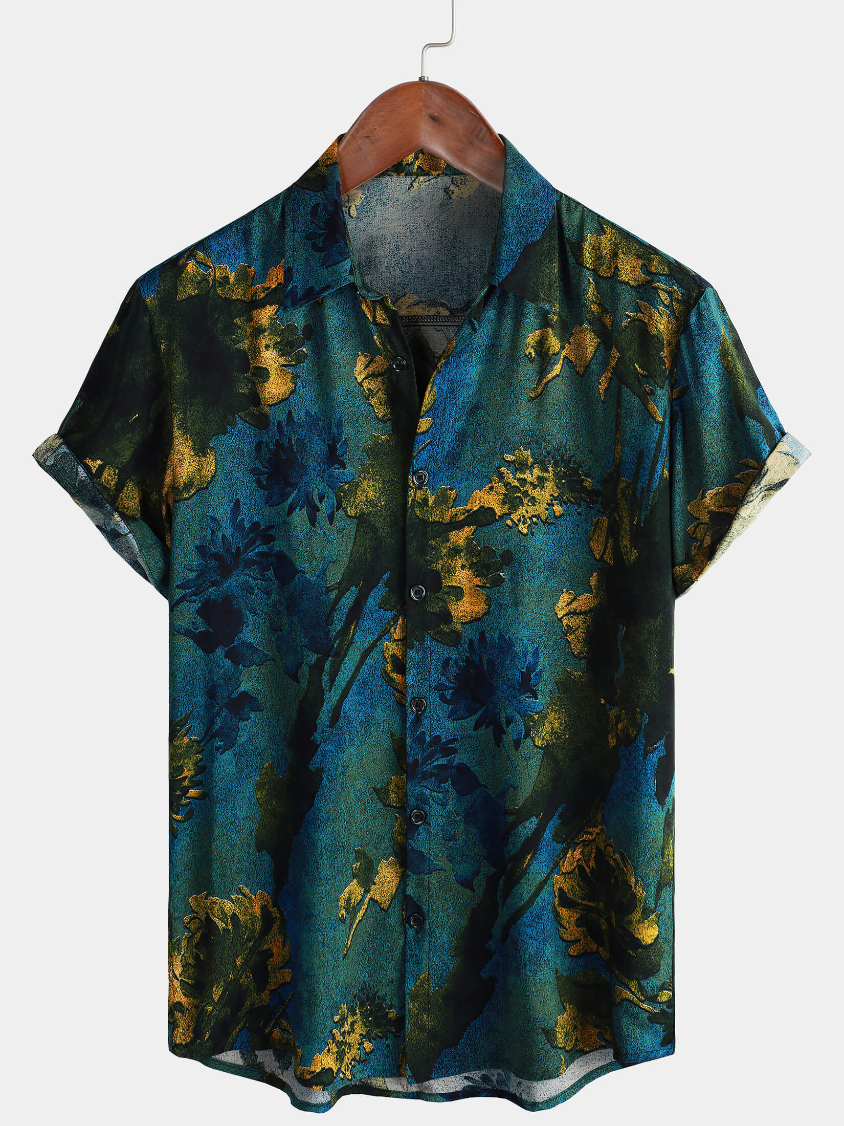 Camisa hawaiana de manga corta transpirable de estilo vintage de verano para hombre