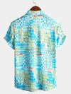 Camisa tribal retro de algodón de manga corta vintage para hombre