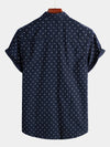 Camisa informal de manga corta con estampado azul marino para hombre