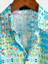 Camisa tribal retro de algodón de manga corta vintage para hombre