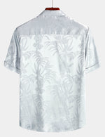 Camisa de manga corta con estampado floral y jacquard para hombre con bolsillo playero