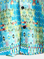 Camisa tribal retro de algodón de manga corta vintage para hombre