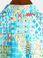 Camisa tribal retro de algodón de manga corta vintage para hombre